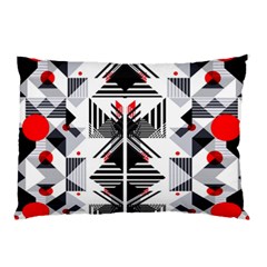 Retro Geometric Red And Black Triangles  Pillow Case by flipstylezfashionsLLC