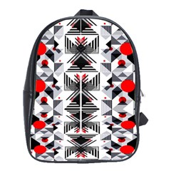 Retro Geometric Red And Black Triangles  School Bag (large) by flipstylezfashionsLLC