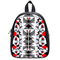 Retro Geometric Red And Black Triangles  School Bag (small) by flipstylezfashionsLLC