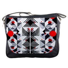 Retro Geometric Red And Black Triangles  Messenger Bags by flipstylezfashionsLLC