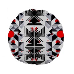 Retro Geometric Red And Black Triangles  Standard 15  Premium Round Cushions by flipstylezfashionsLLC