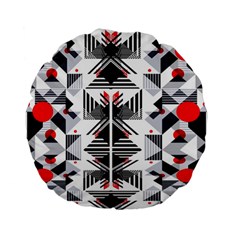 Retro Geometric Red And Black Triangles  Standard 15  Premium Flano Round Cushions by flipstylezfashionsLLC