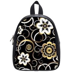 Beautiful Gold And White Flowers On Black School Bag (small) by flipstylezfashionsLLC