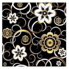 Beautiful Gold And White Flowers On Black Large Satin Scarf (square) by flipstylezfashionsLLC