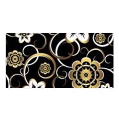 Beautiful Gold And White Flowers On Black Satin Shawl by flipstylezfashionsLLC