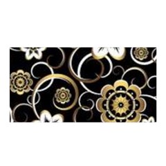 Beautiful Gold And White Flowers On Black Satin Wrap by flipstylezfashionsLLC