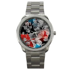 Beautiful Hibiscus Flower Design  Sport Metal Watch