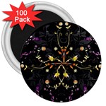 Beautiful Floral Swirl Brushes vector design 3  Magnets (100 pack) Front