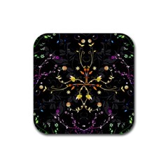 Beautiful Floral Swirl Brushes Vector Design Rubber Coaster (square)  by flipstylezfashionsLLC