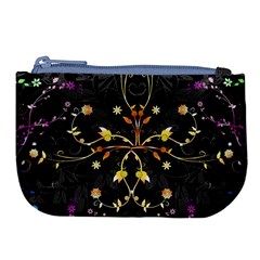 Beautiful Floral Swirl Brushes Vector Design Large Coin Purse by flipstylezfashionsLLC