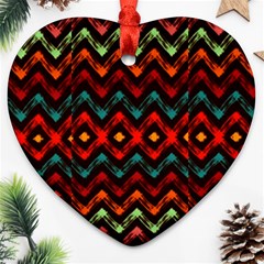 Seamless Native Zigzags By Flipstylez Designs Ornament (heart) by flipstylezfashionsLLC