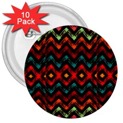 Seamless Native Zigzags By Flipstylez Designs 3  Buttons (10 Pack)  by flipstylezfashionsLLC