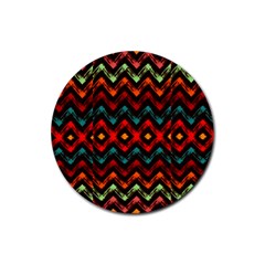 Seamless Native Zigzags By Flipstylez Designs Rubber Round Coaster (4 Pack)  by flipstylezfashionsLLC