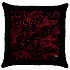 Seamless Dark Burgundy Red Seamless Tiny Florals Throw Pillow Case (black) by flipstylezfashionsLLC