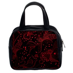 Seamless Dark Burgundy Red Seamless Tiny Florals Classic Handbags (2 Sides) by flipstylezfashionsLLC