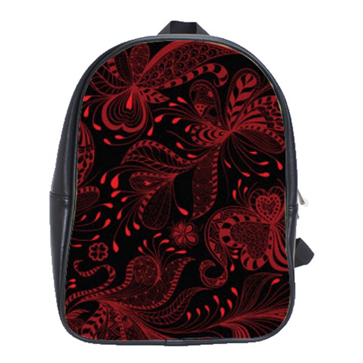 Seamless Dark Burgundy Red seamless tiny florals School Bag (Large)