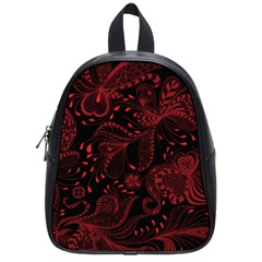 Seamless Dark Burgundy Red Seamless Tiny Florals School Bag (small) by flipstylezfashionsLLC