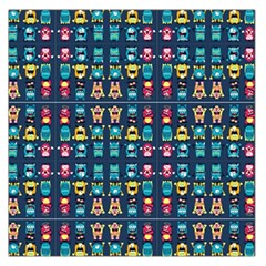 Funny Monsters In Blue Background Large Satin Scarf (square) by flipstylezfashionsLLC