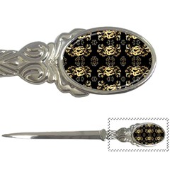 Golden Flowers On Black With Tiny Gold Dragons Created By Kiekie Strickland Letter Openers by flipstylezfashionsLLC