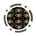 golden flowers on black with tiny gold dragons created by Kiekie Strickland Poker Chip Card Guard (10 pack) Back