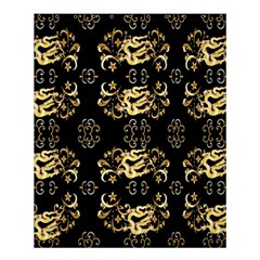 Golden Flowers On Black With Tiny Gold Dragons Created By Kiekie Strickland Shower Curtain 60  X 72  (medium)  by flipstylezfashionsLLC