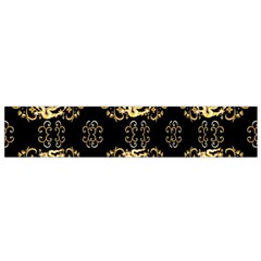 Golden Flowers On Black With Tiny Gold Dragons Created By Kiekie Strickland Small Flano Scarf by flipstylezfashionsLLC