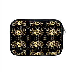 Golden Flowers On Black With Tiny Gold Dragons Created By Kiekie Strickland Apple Macbook Pro 15  Zipper Case by flipstylezfashionsLLC