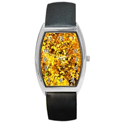 Birch Tree Yellow Leaves Barrel Style Metal Watch by FunnyCow