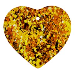 Birch Tree Yellow Leaves Heart Ornament (two Sides) by FunnyCow