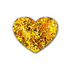 Birch Tree Yellow Leaves Heart Coaster (4 Pack)  by FunnyCow