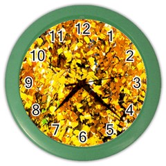 Birch Tree Yellow Leaves Color Wall Clock by FunnyCow