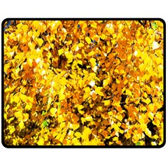 Birch Tree Yellow Leaves Fleece Blanket (medium)  by FunnyCow