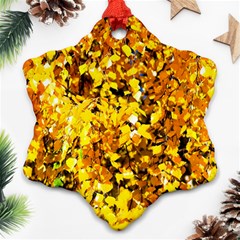 Birch Tree Yellow Leaves Ornament (snowflake) by FunnyCow