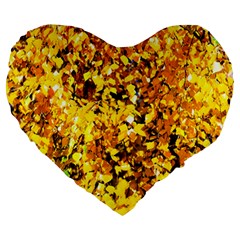 Birch Tree Yellow Leaves Large 19  Premium Flano Heart Shape Cushions by FunnyCow