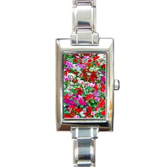 Colorful Petunia Flowers Rectangle Italian Charm Watch by FunnyCow