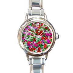 Colorful Petunia Flowers Round Italian Charm Watch by FunnyCow