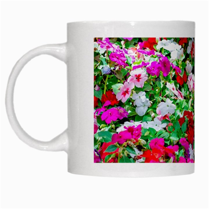 Colorful Petunia Flowers White Mugs