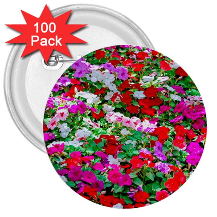 Colorful Petunia Flowers 3  Buttons (100 pack) 