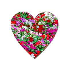 Colorful Petunia Flowers Heart Magnet by FunnyCow