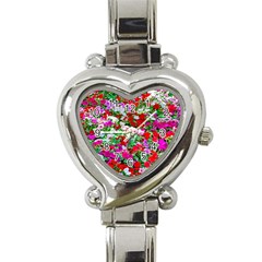 Colorful Petunia Flowers Heart Italian Charm Watch