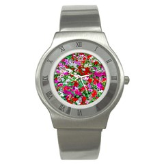 Colorful Petunia Flowers Stainless Steel Watch by FunnyCow