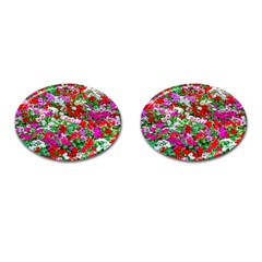 Colorful Petunia Flowers Cufflinks (Oval)