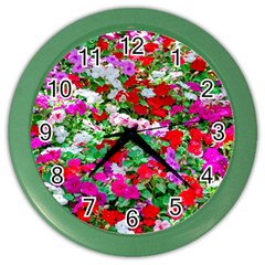 Colorful Petunia Flowers Color Wall Clock by FunnyCow