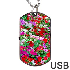 Colorful Petunia Flowers Dog Tag Usb Flash (one Side) by FunnyCow