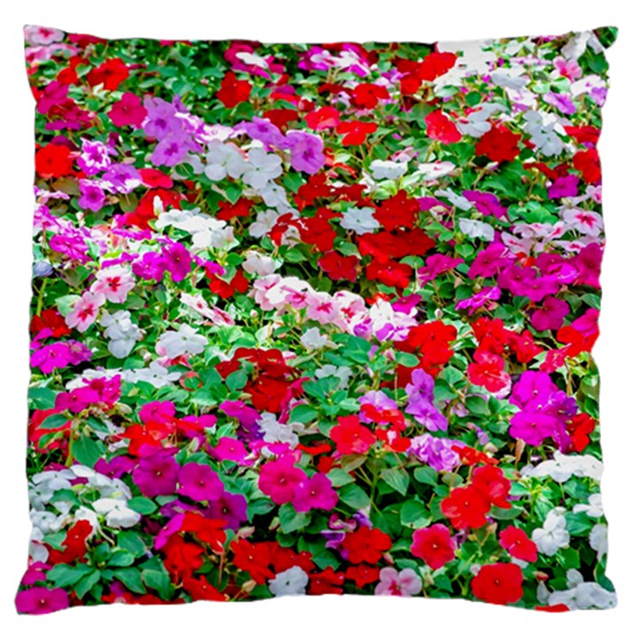 Colorful Petunia Flowers Large Flano Cushion Case (One Side)