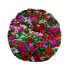 Colorful Petunia Flowers Standard 15  Premium Flano Round Cushions by FunnyCow