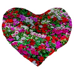 Colorful Petunia Flowers Large 19  Premium Flano Heart Shape Cushions by FunnyCow