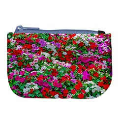 Colorful Petunia Flowers Large Coin Purse by FunnyCow