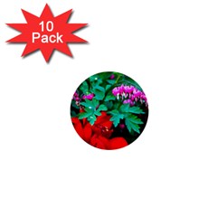 Bleeding Heart Flowers 1  Mini Buttons (10 Pack)  by FunnyCow