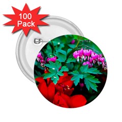 Bleeding Heart Flowers 2 25  Buttons (100 Pack)  by FunnyCow